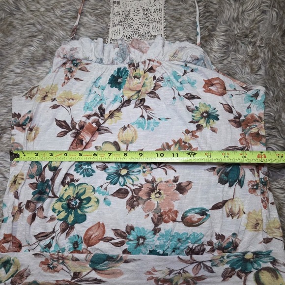Body Central Floral Crochet Back Tank Top Spaghetti Strap Boho Size M Y2K - Picture 4 of 7